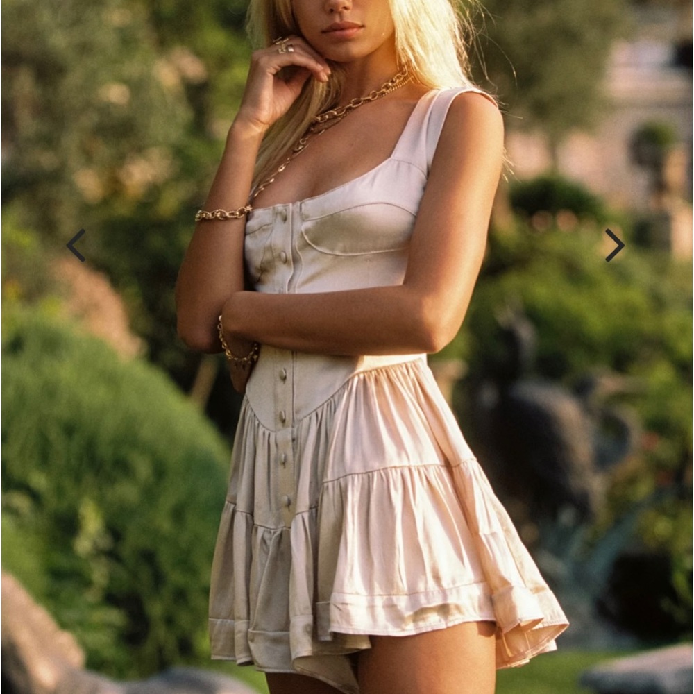 Vanessa Mooney Elisabeth Satin Dress/Romper XS in Cream